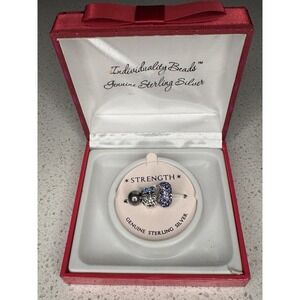 Individuality Beads Sterling Silver Beads Charm Set 3 Strength Owl + Crystal 925